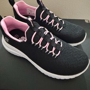 Skechers Kids Black and Pink Athletic Shoes